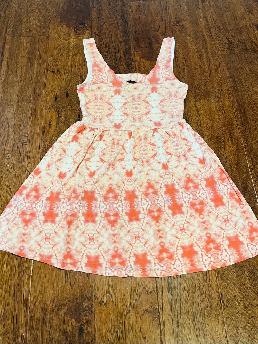 one clothing Coral and White Tie-Dye Dress Size Small